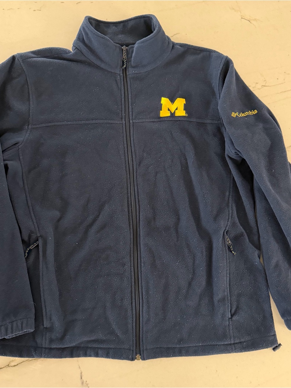 Columbia University of Michigan Fleece Full Zip Jacket Coat UM Blue Mens XL